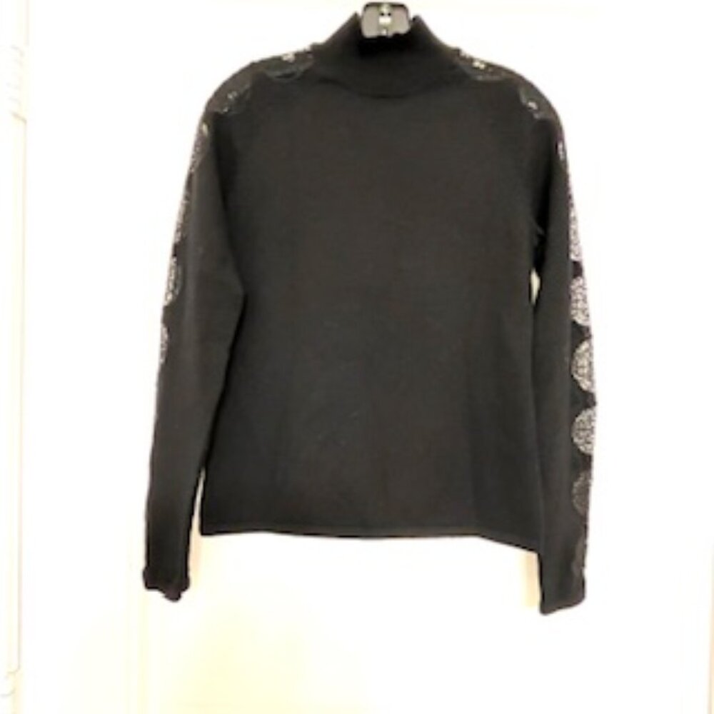 Saks Fifth Avenue ( S5A ) 100 % Wool mock neck Black Sweater
